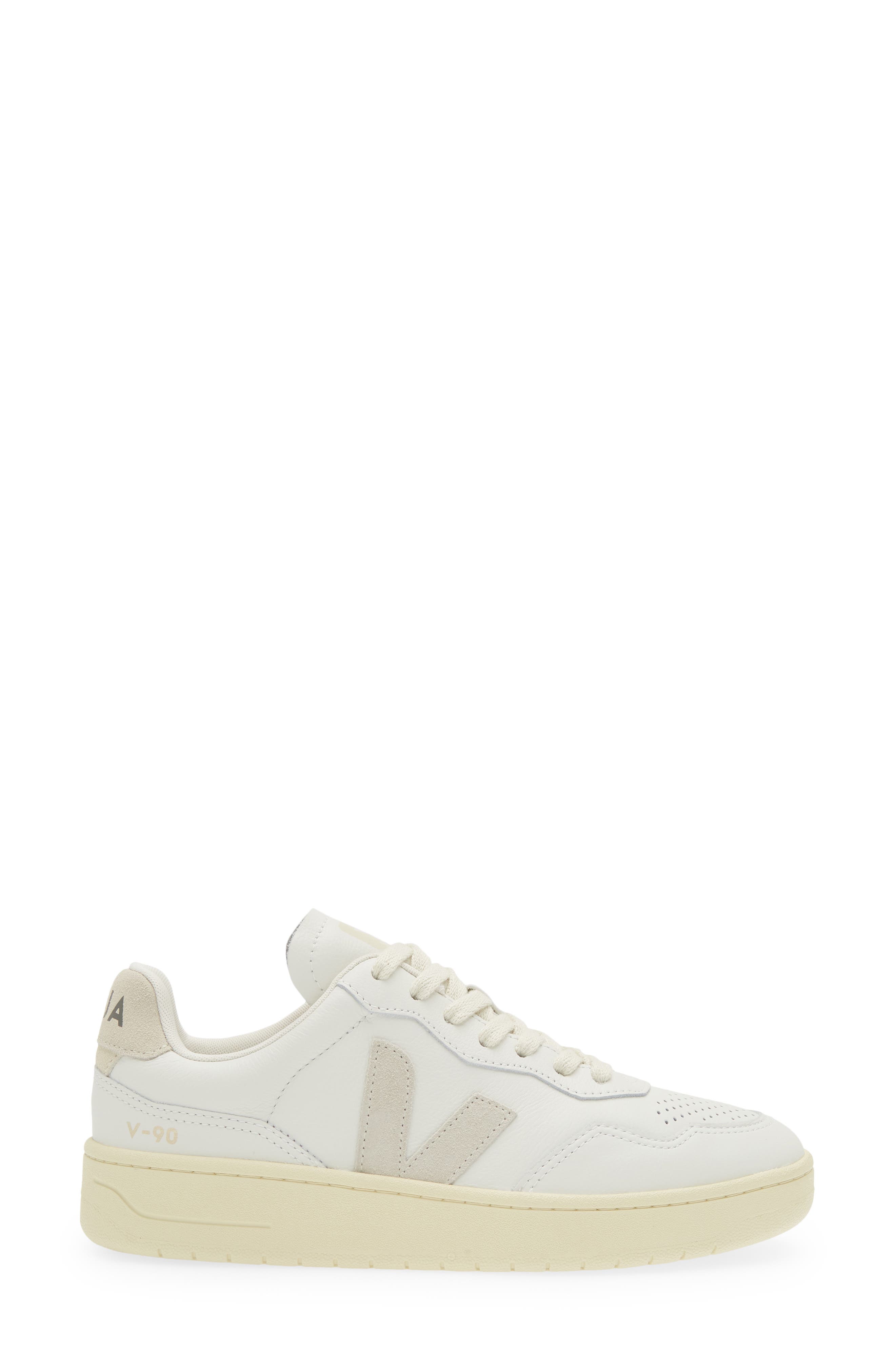 Veja V-90 Leather Sneaker, Alternate, color, Extra-White/ Natural