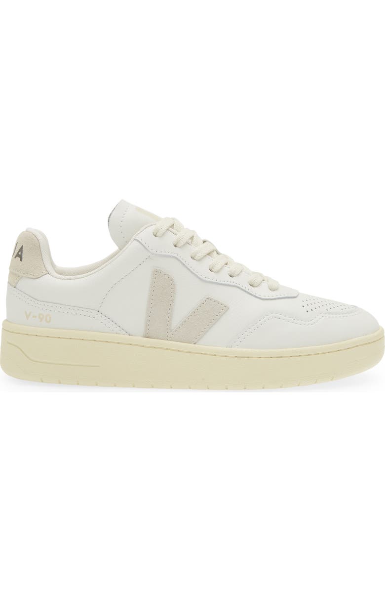 Veja V-90 Leather Sneaker, Alternate, color, Extra-White/ Natural