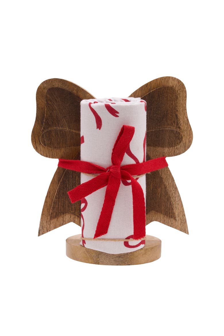 Holiday Festive Bows Christmas Towel & Stand Gift Set, Alternate, color, White