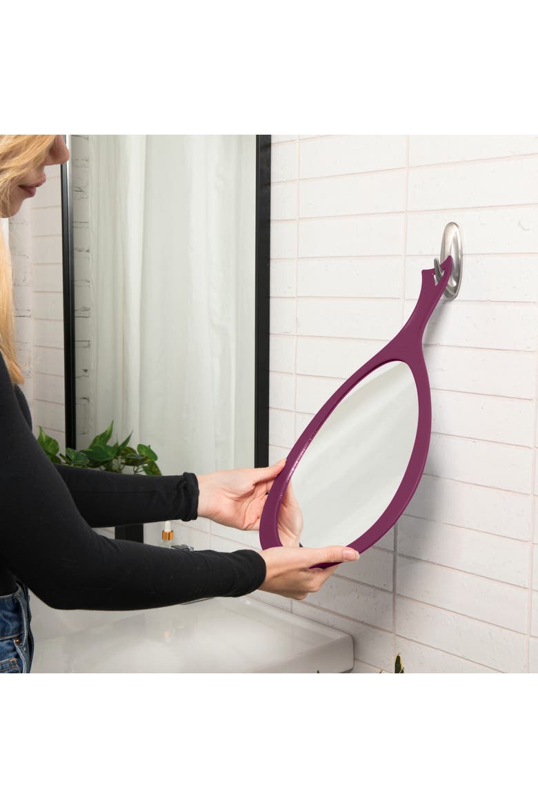 XL Teardrop Handheld Mirror with Handle, Alternate, color, Magenta