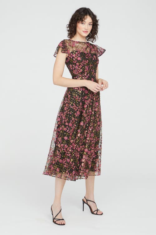 Theia Mariah Beaded Cocktail Dress In Multi