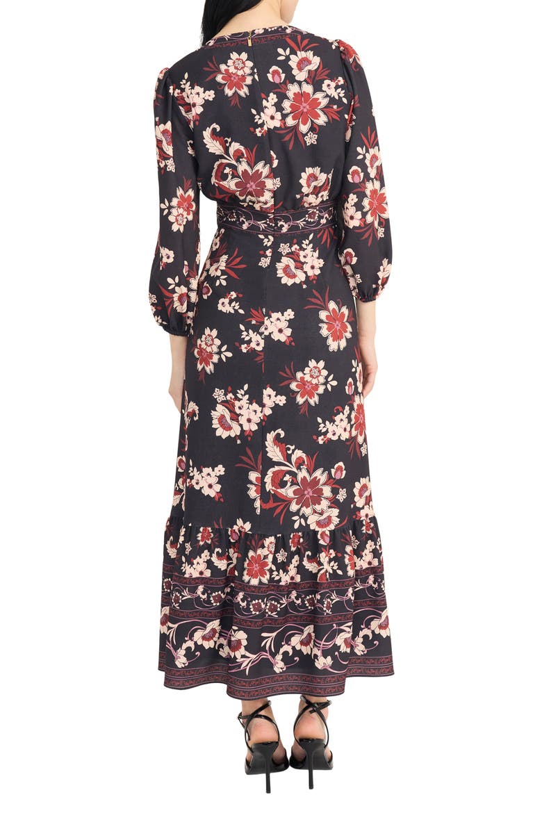 Floral Tiered Maxi Dress, Alternate, color, BLACK/ LIGHT RUST