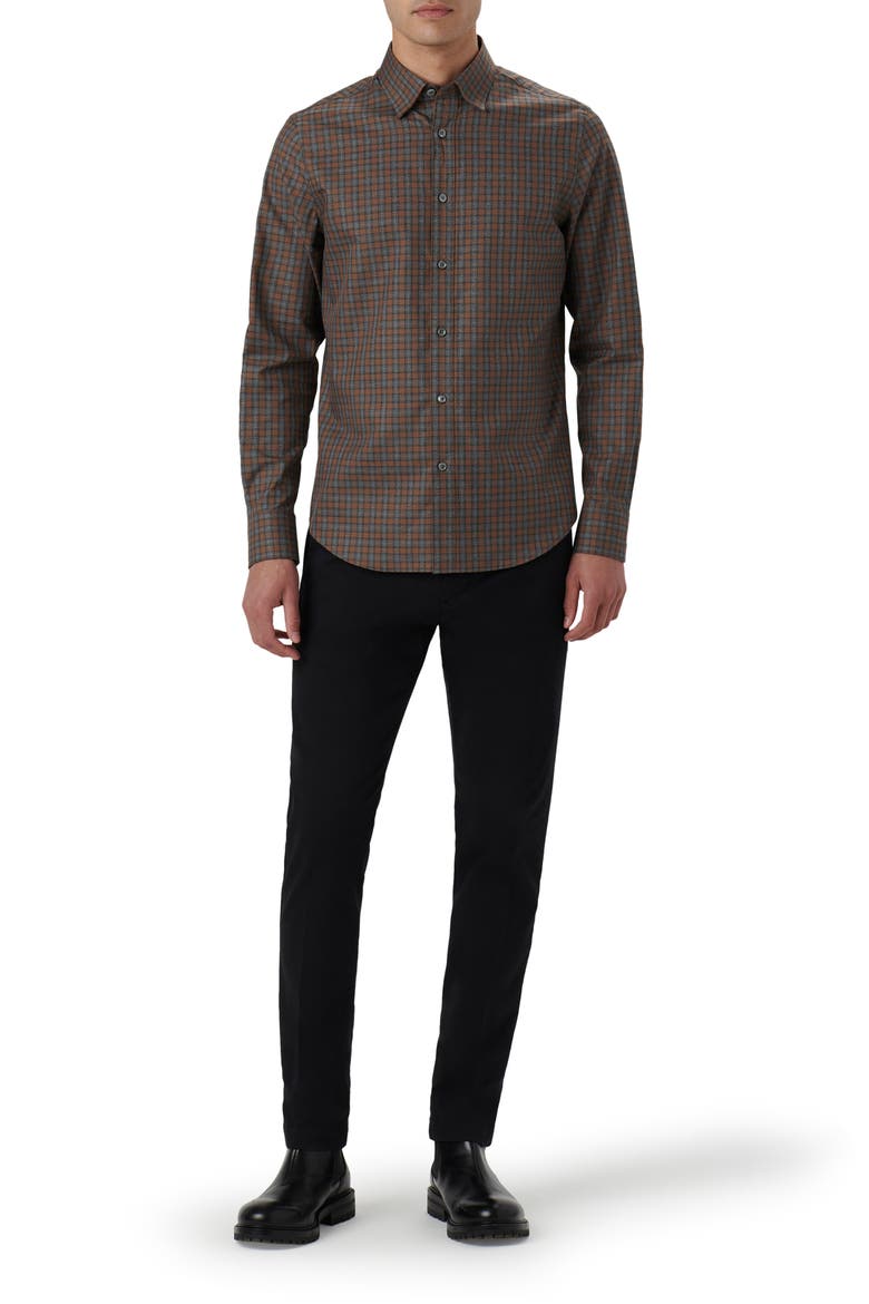 Karl Check Button-Up Shirt, Alternate, color, CHESTNUT