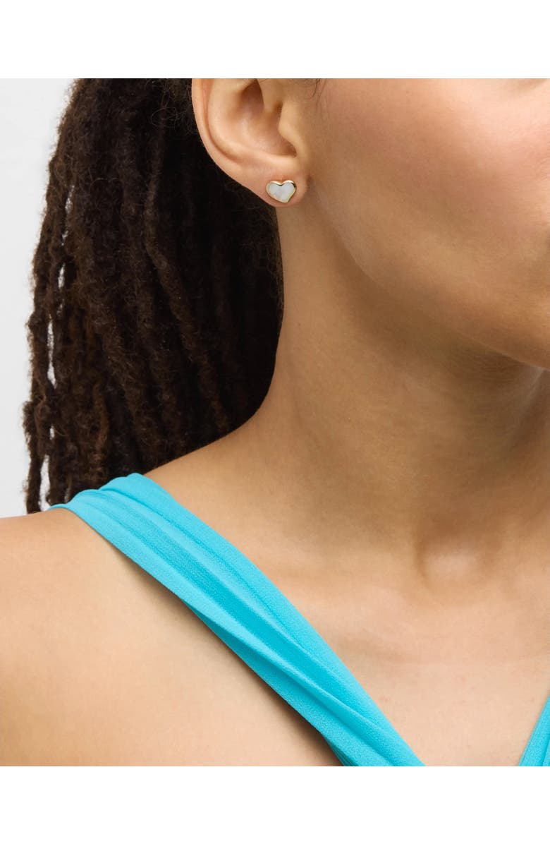 Jan Leslie Heart Stud Earring Set In Sterling With 18K Gold Overlay, Alternate, color, White