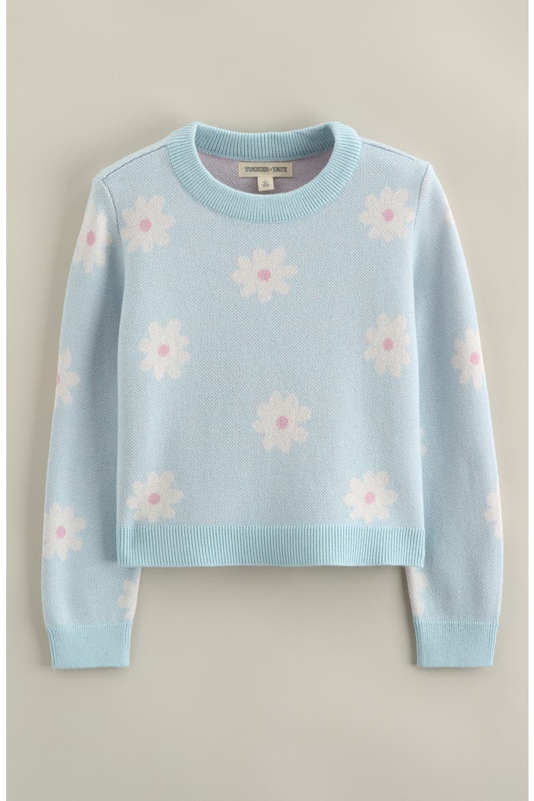 Kids' Pattern Crewneck Sweater, Main, color, BLUE DELICATE SPRING DAISIES