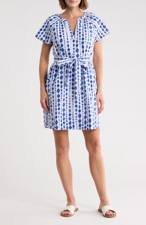 Crystalline Cove Short Sleeve Cotton Dress