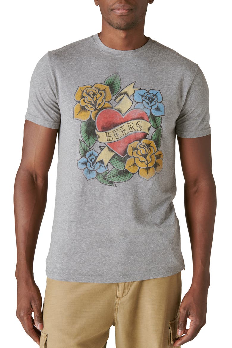 Beer Tattoo Graphic T-Shirt, Main, color, HEATHER GREY