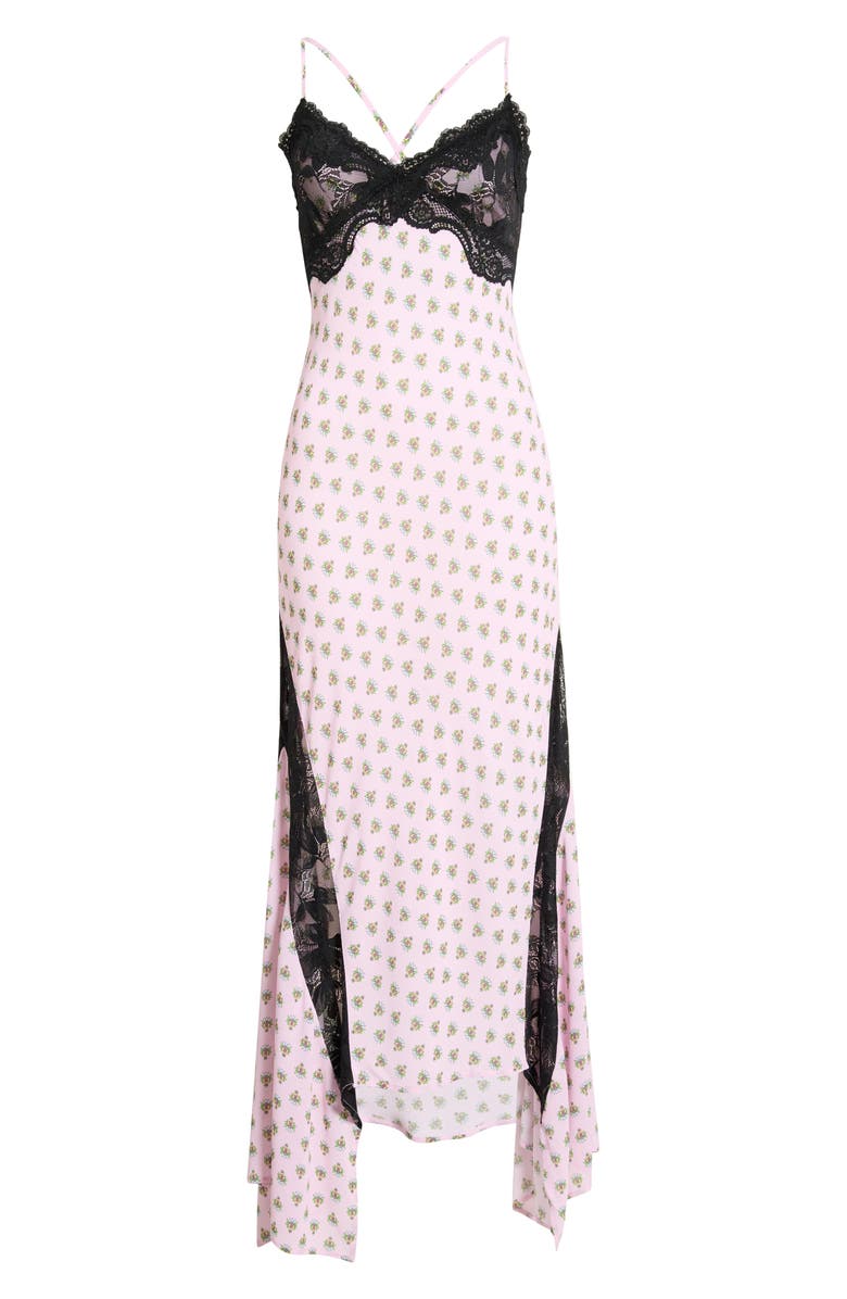 AFRM Vince Crocus Scarf Print Lace Detail Slipdress, Alternate, color, Crocus Foulard