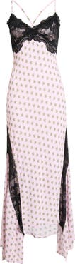 AFRM Vince Crocus Scarf Print Lace Detail Slipdress