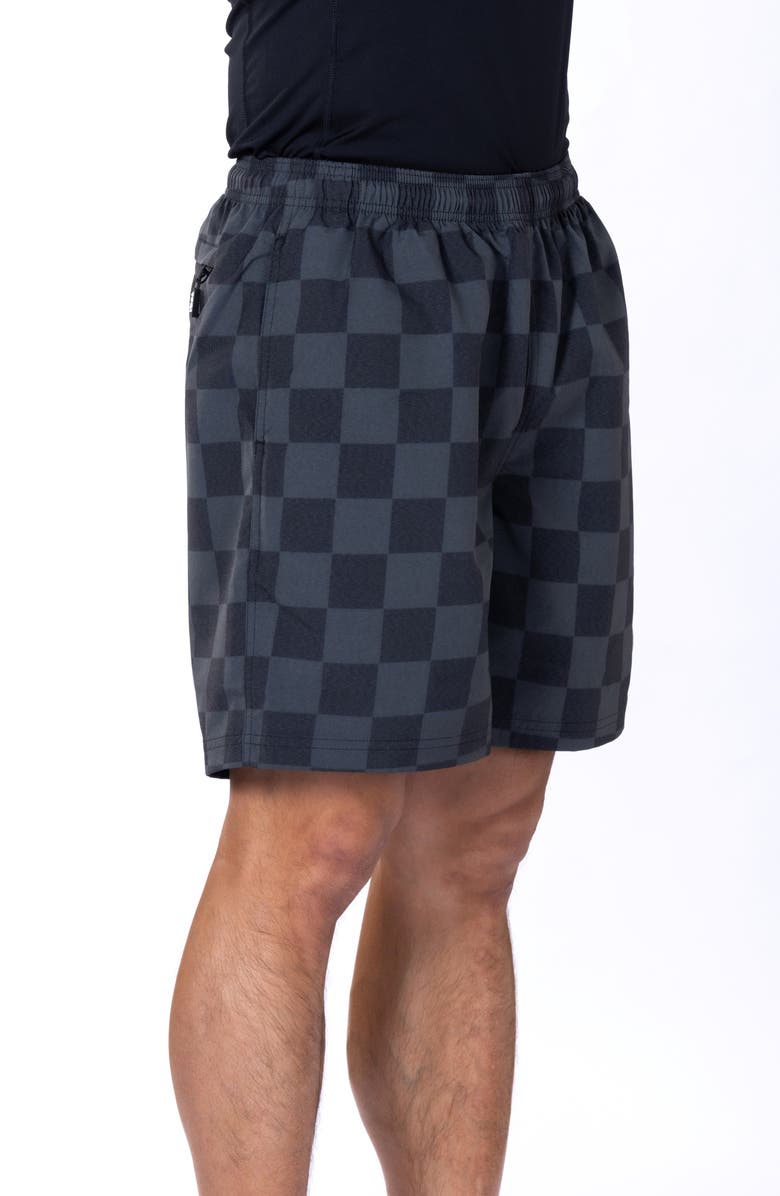 VAST Tonal Checkerboard Volley Swim Trunks, Alternate, color, Black
