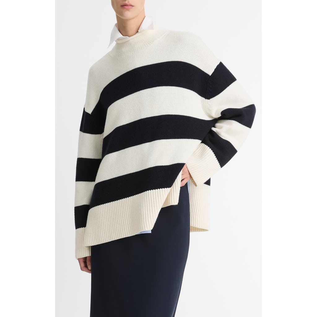 Shop Vince Stripe Merino Wool & Cotton Sweater