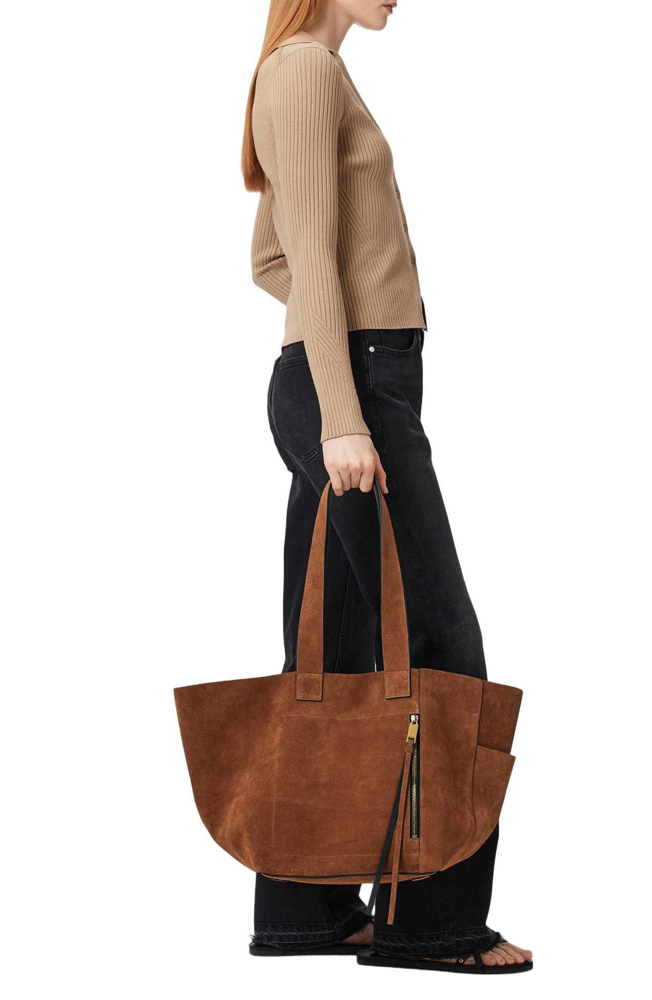 Alba Suede East/West Tote, Alternate, color, COGNAC BROWN