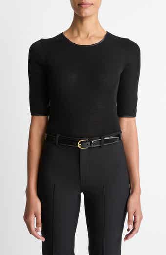 Vince Satin Trim Wool Top