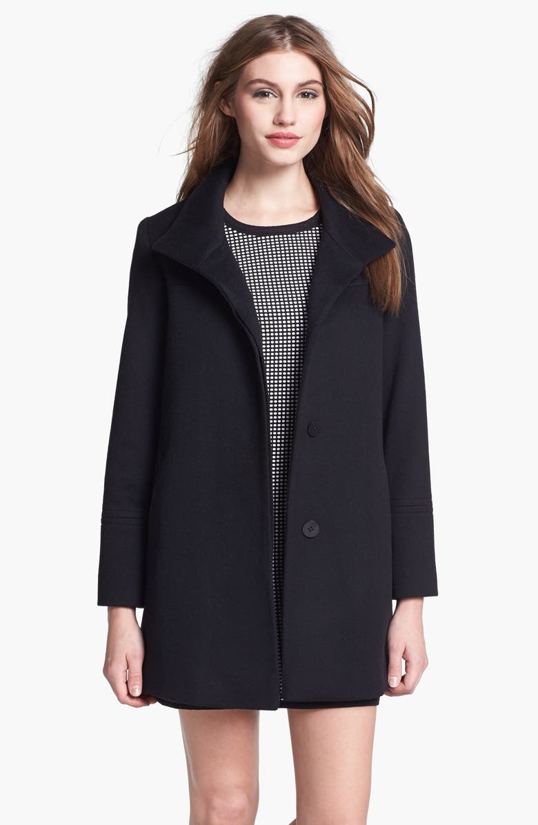 Fleurette Stand Collar Wool Coat, Main, color, 