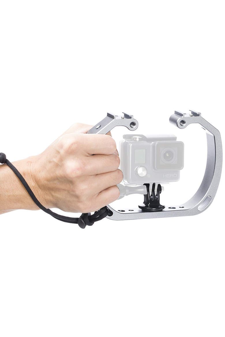 GB-U70 Underwater Diving Rig with Cold Shoe Mounts & Wrist Strap for GoPro and other Waterproof Action Cams, Main, color, Black