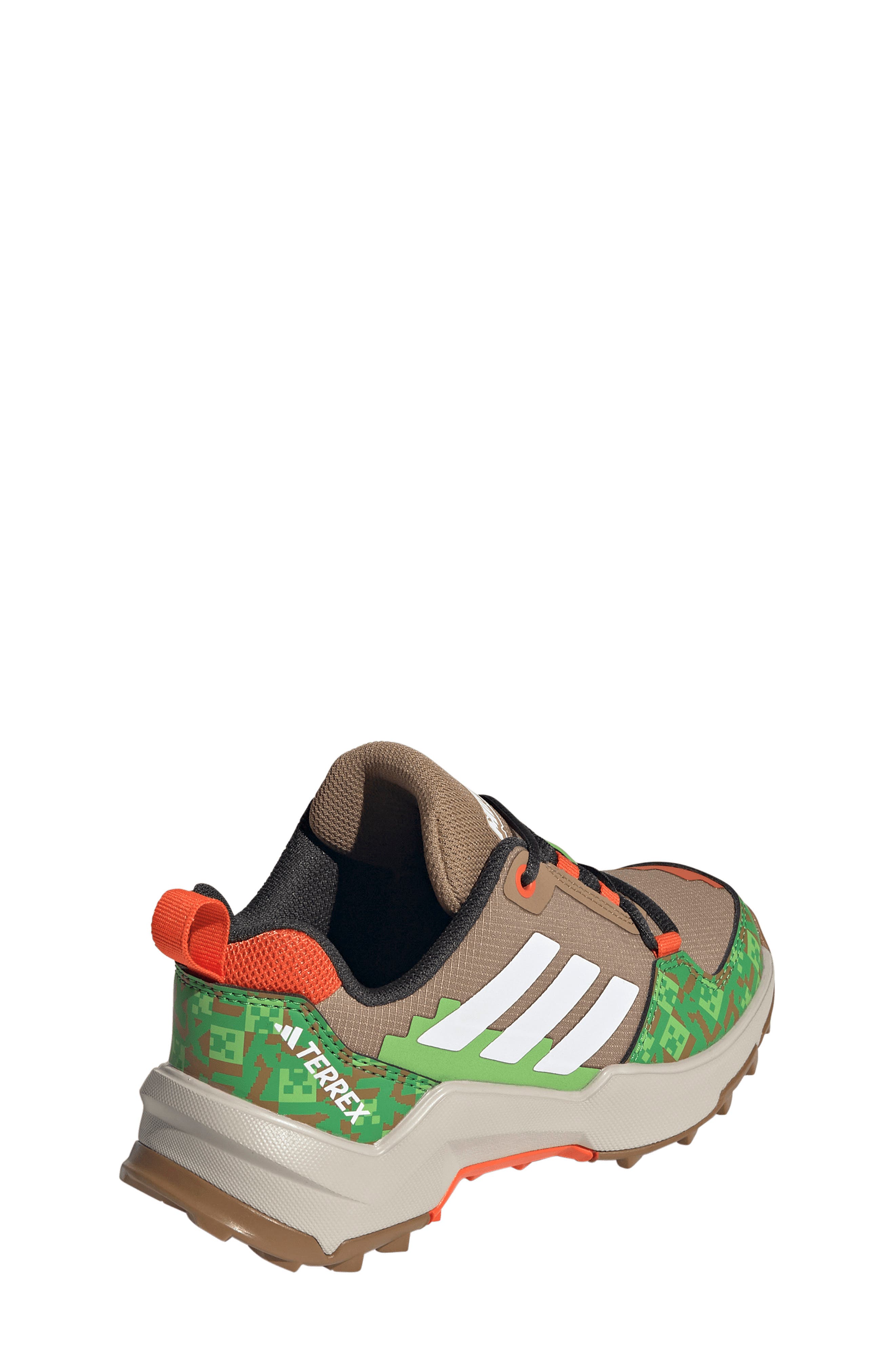 adidas x Minecraft<sup>®</sup> Kids' Terrex Ax4r Mid Hiking Shoe, Alternate, color, Cardboard/ White/ Orange