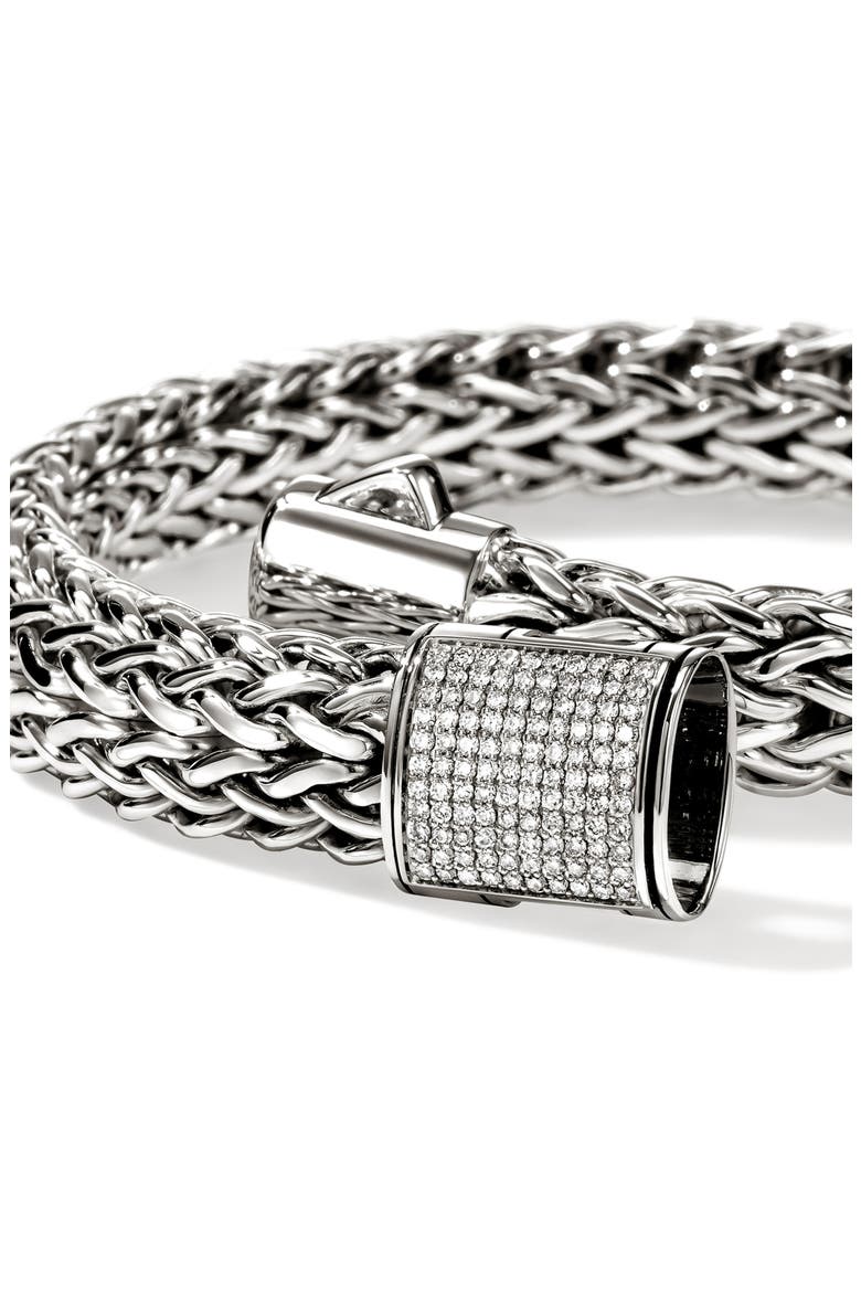 Icon Bracelet, Sterling Silver, Pavé Diamond, Alternate, color, SILVER