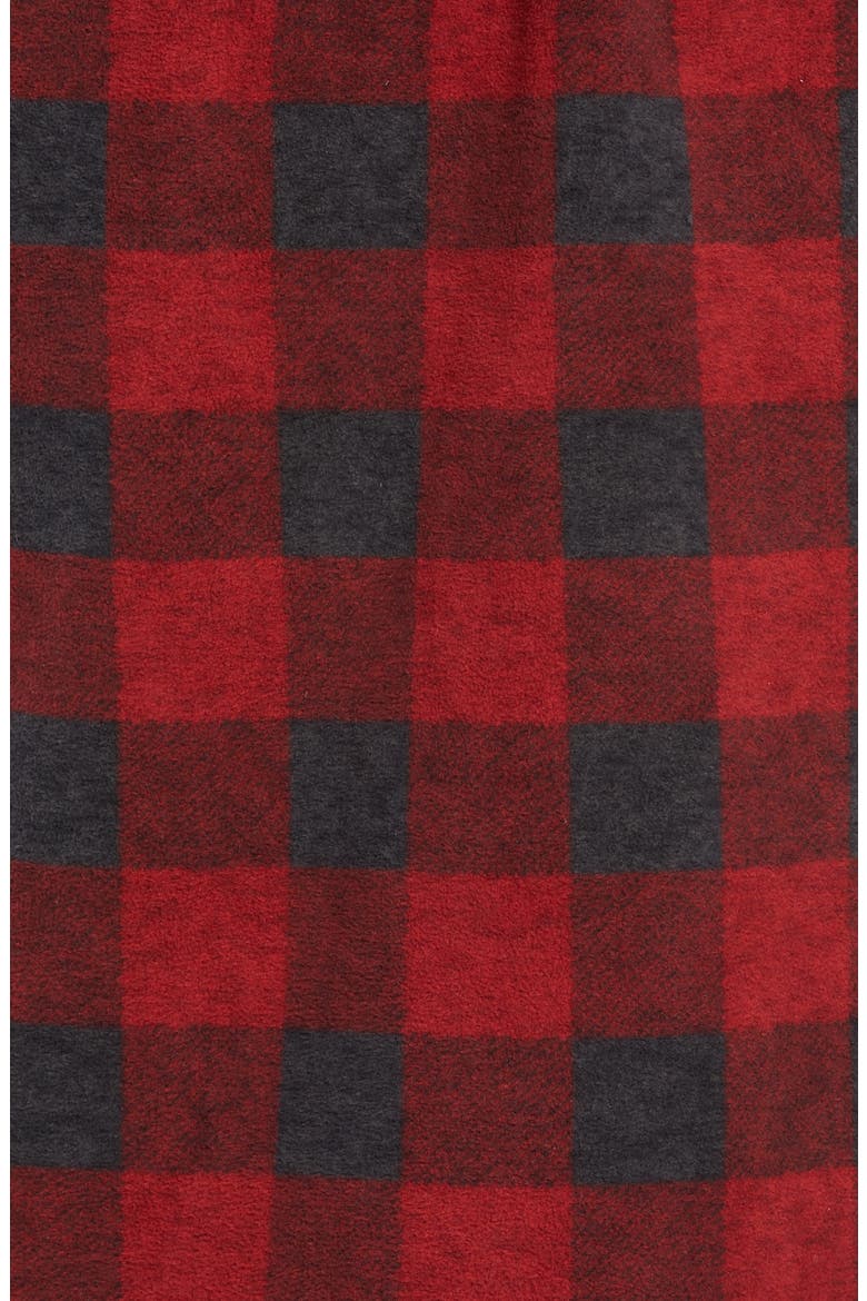 Plaid Fleece Robe with Faux Shearling Lining, Alternate, color, RED RIO- BLACK BUFFALO