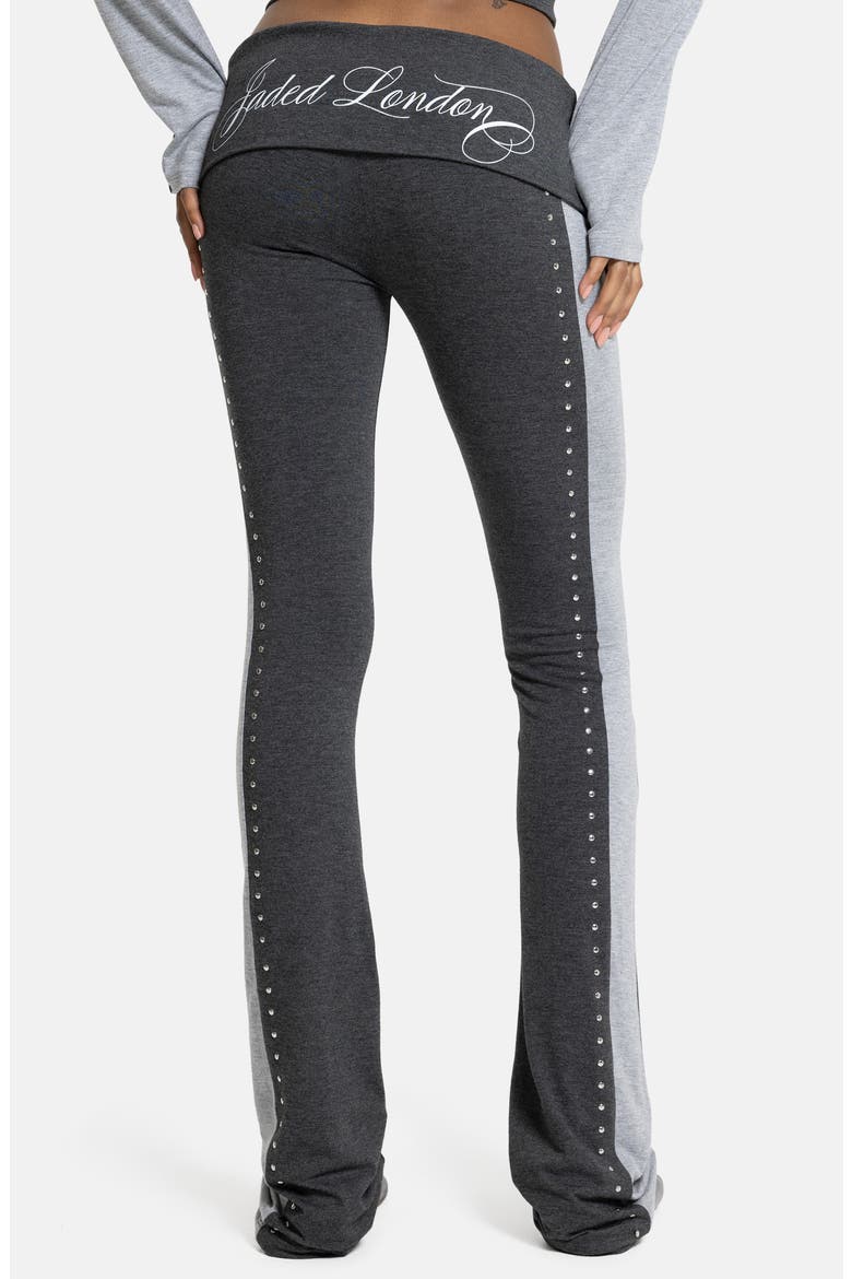 Foldover Studded Leggings, Alternate, color, GREY