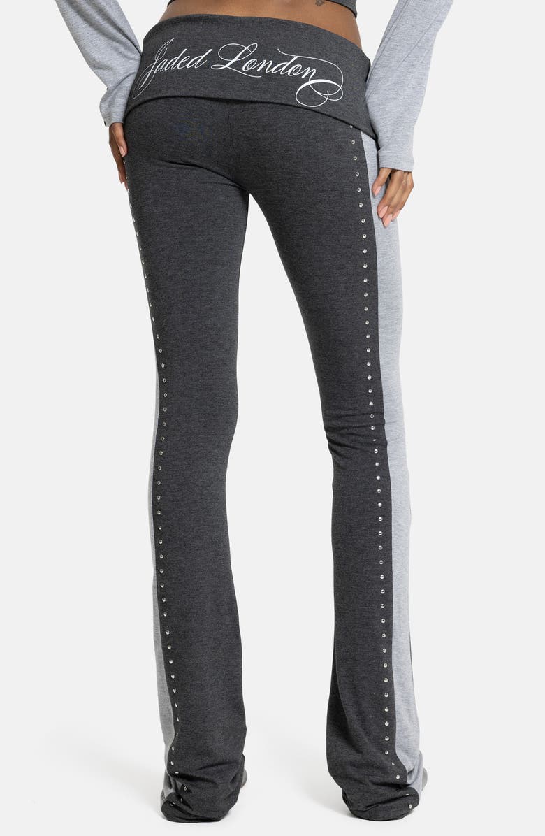 JADED LONDON Foldover Studded Leggings, Alternate, color, Grey