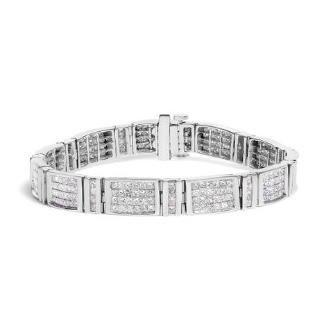 14K White Gold 7.0 Cttw Diamond Rectangular Link Tennis Bracelet