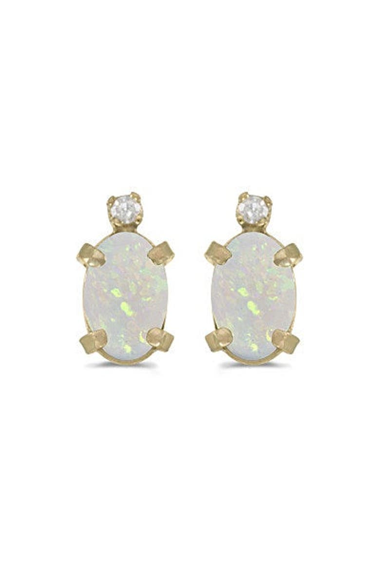 Oval Studs Earrings 14k, Main, color, opals