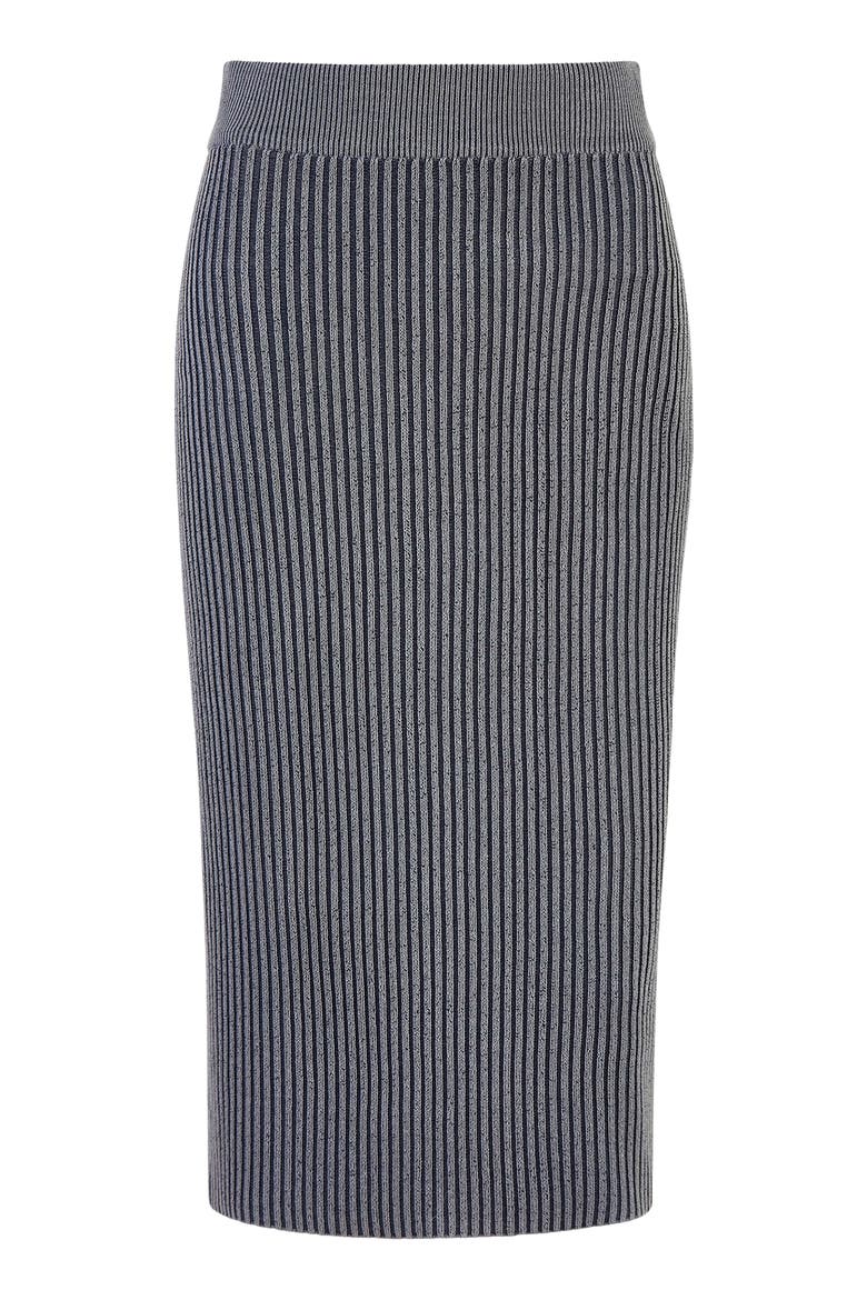 Ribbed Knitted Midi Skirt, Alternate, color, Blue