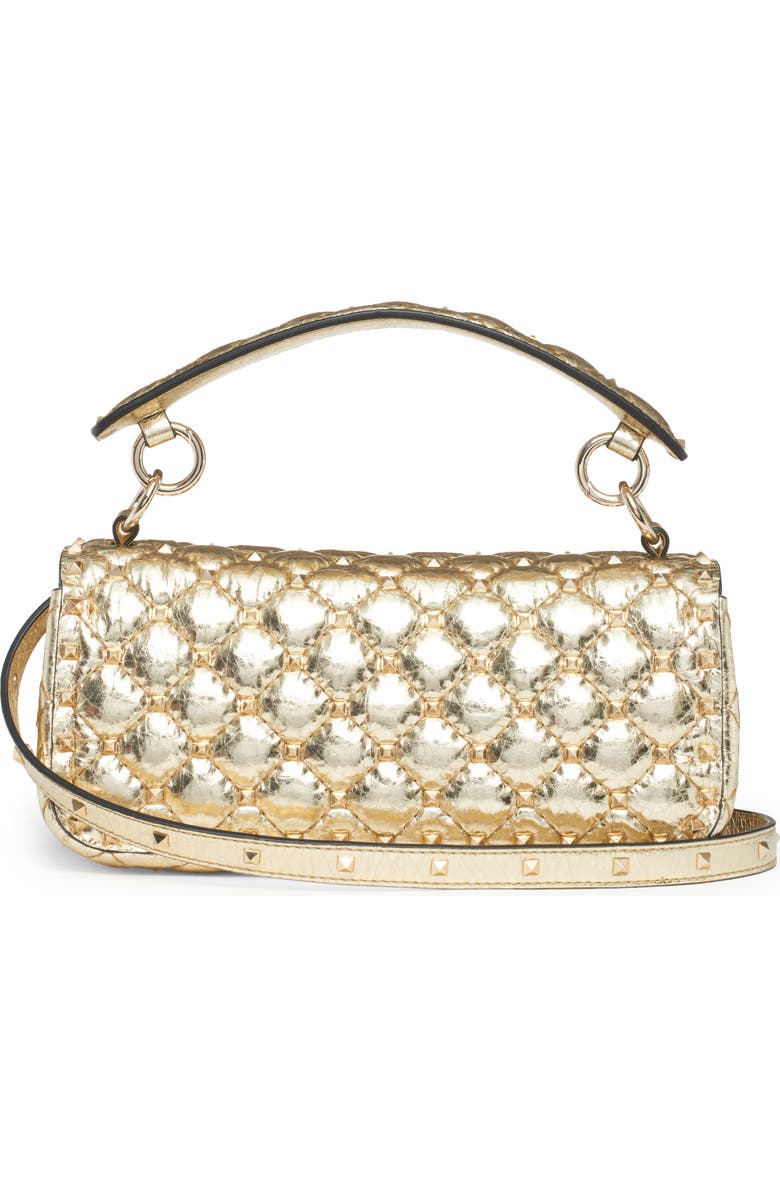 Valentino Garavani Rockstud Spike Metallic Leather Shoulder Bag, Alternate, color,