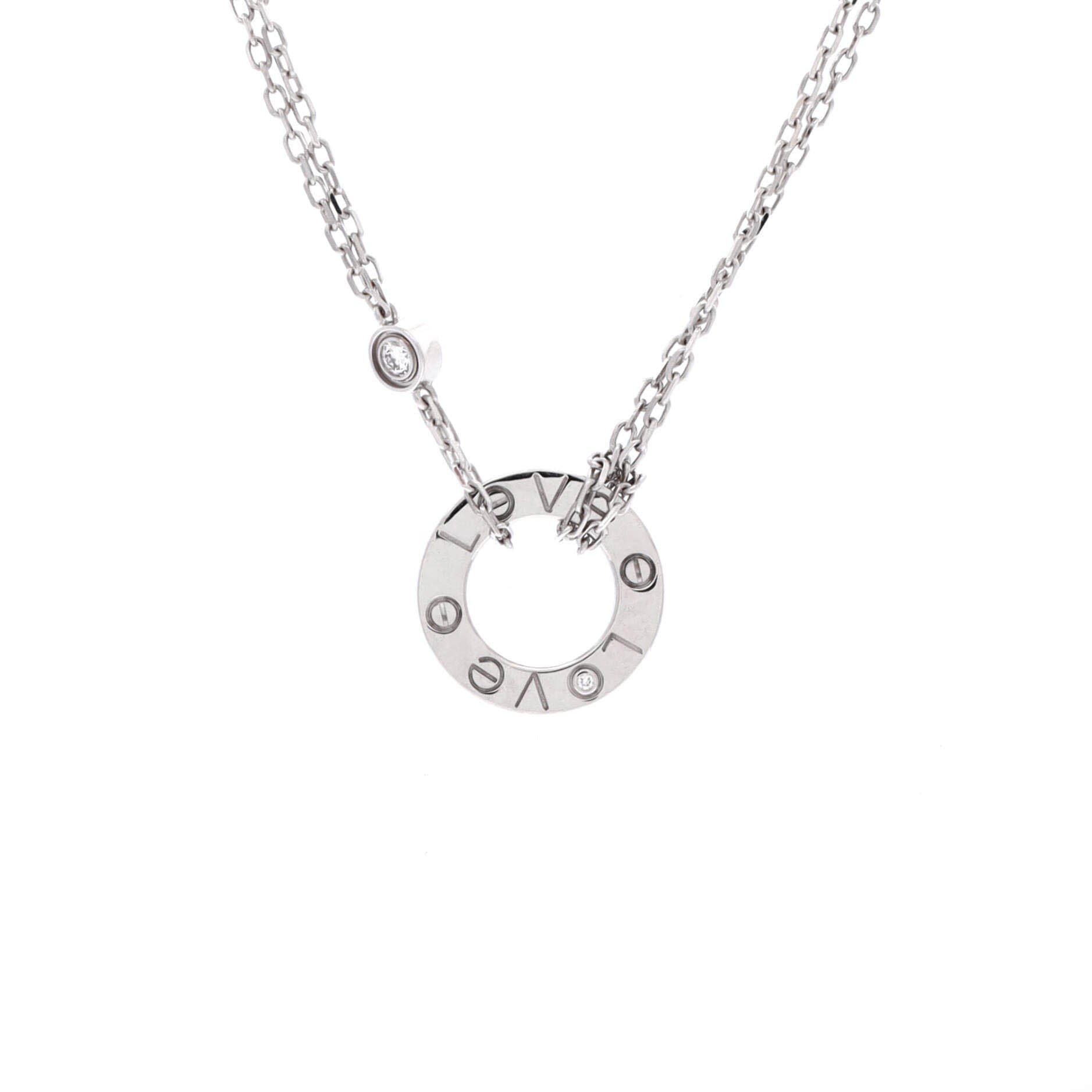 2 Diamonds Love Pendant Necklace 18K White Gold with Diamonds, Main, color, Metallic Gold