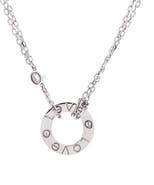 Pre-Owned Cartier 2 Diamonds Love Pendant Necklace 18K White Gold with Diamonds