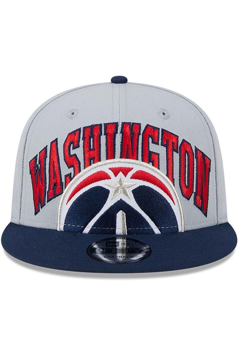 Men's New Era Gray/Navy Washington Wizards Tip-Off Two-Tone 9FIFTY Snapback Hat, Alternate, color, Gray