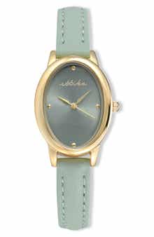 Ettika Seafoam Thick Dome Quartz Leather Strap Watch, 24mm x 36.5mm