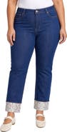 NYDJ Marilyn Python Cuff High Waist Straight Leg Jeans