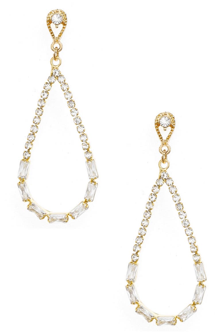 Crystal Teardrop Earrings, Main, color, GOLD