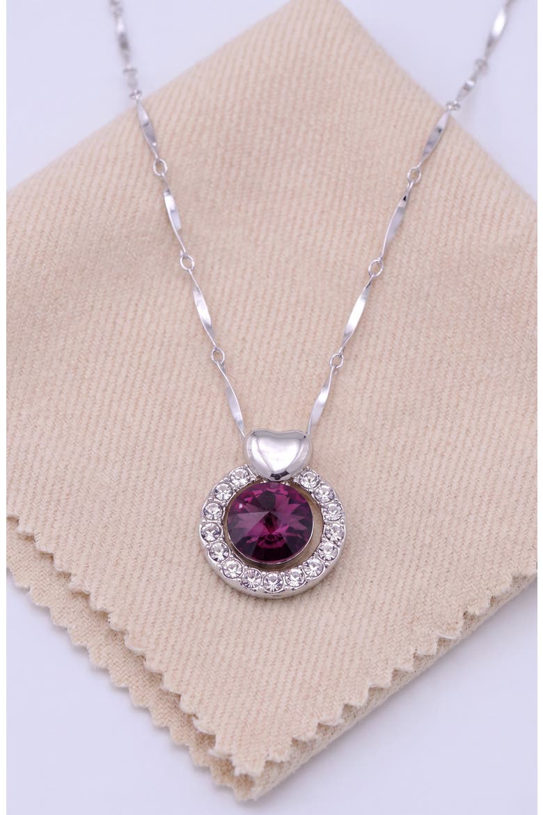 Amethyst Round Heart Accent Pendant Necklace, Alternate, color, Amethyst