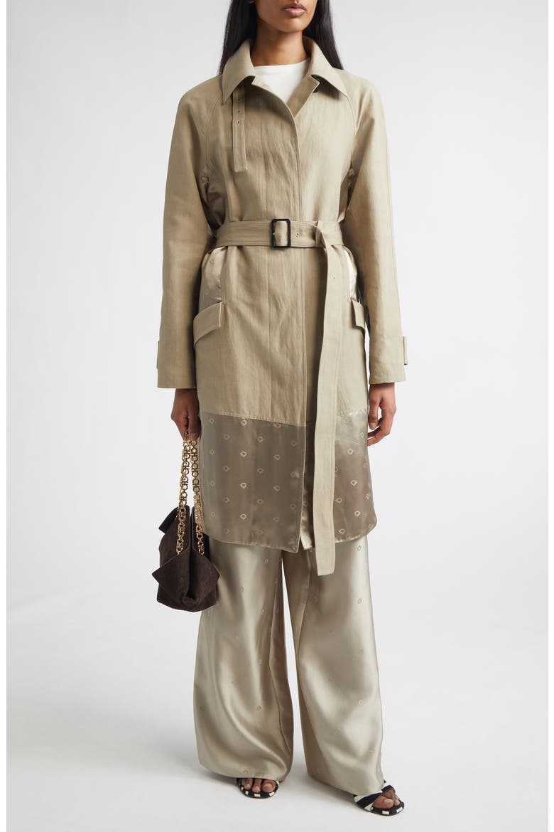 Satin Inset Belted Duster Coat, Alternate, color, SAFARI