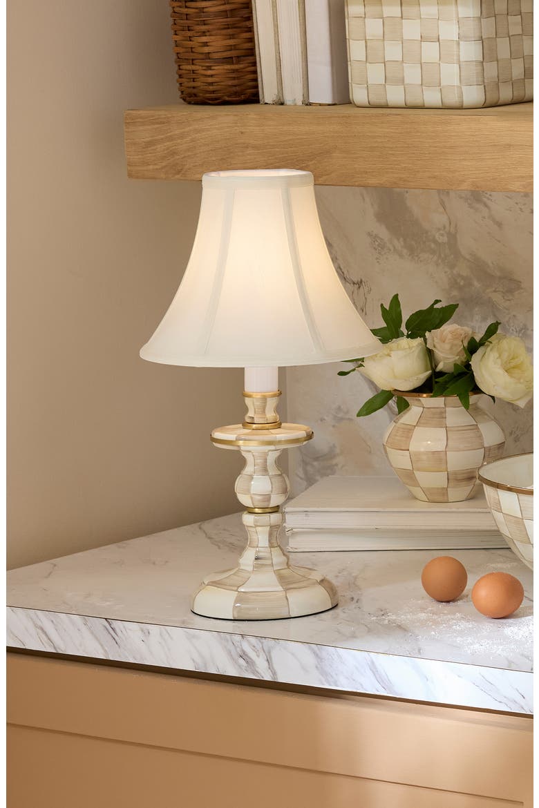 Courtly Check Candlestick Lamp, Alternate, color, BEIGE/WHITE