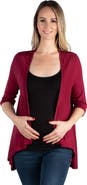 24seven Comfort Apparel Maternity Elbow Length Sleeve Open Cardigan