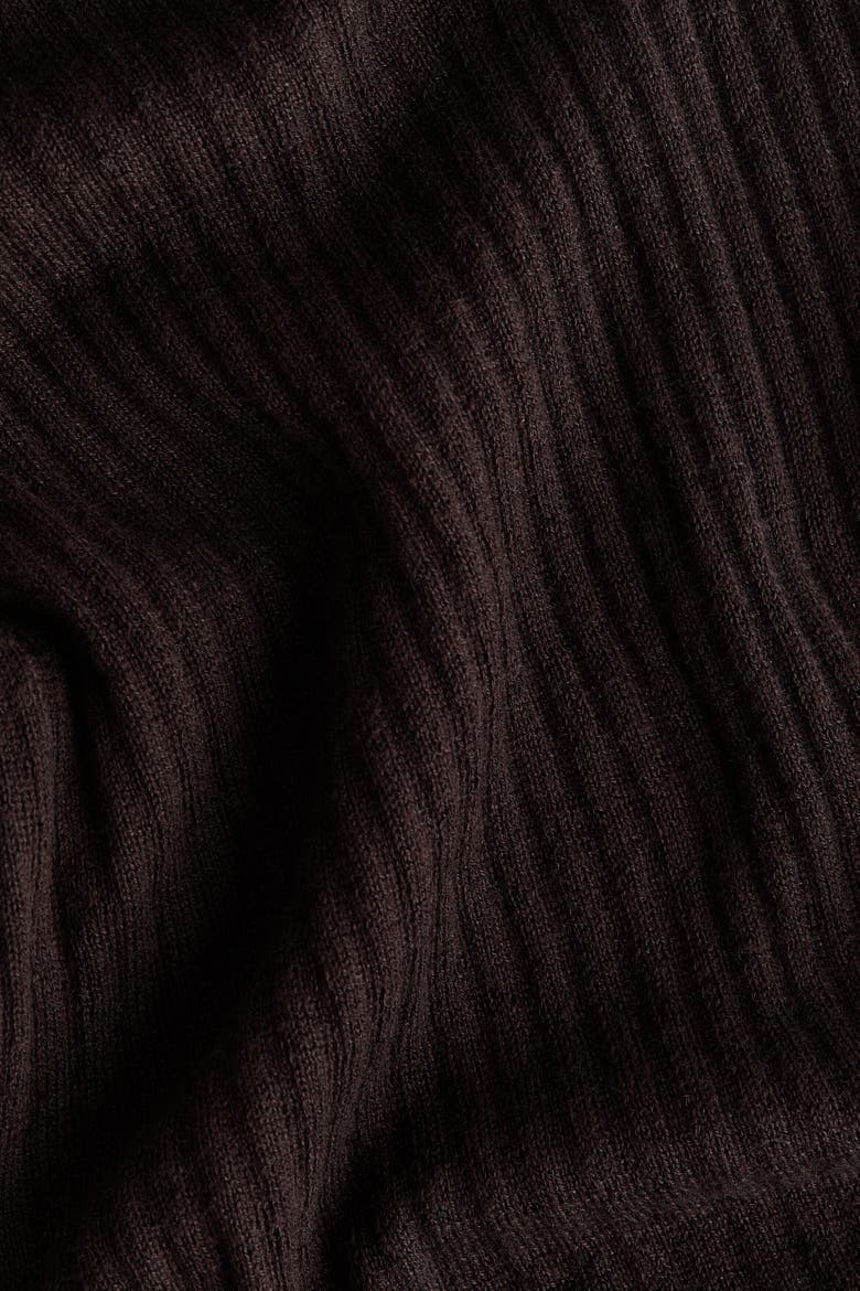 Flared Rib-knit Linen-blend Trousers, Alternate, color, Dark brown