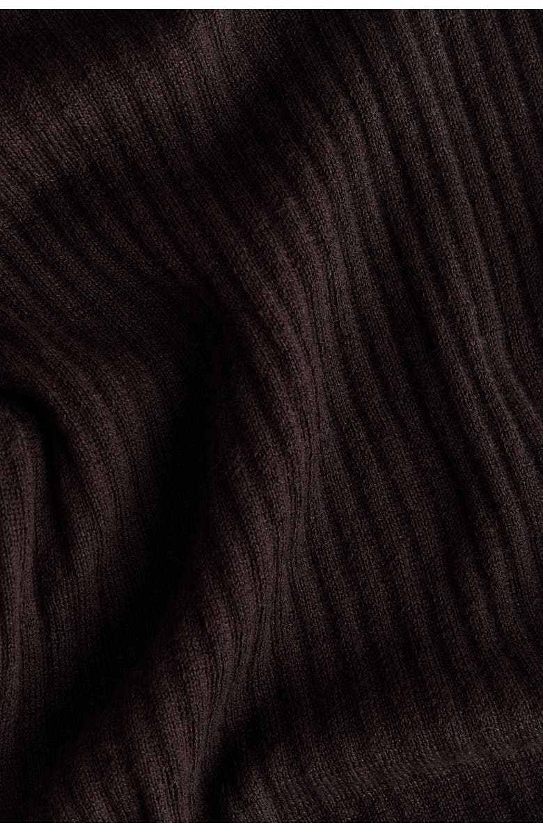 H&M Flared Rib-knit Linen-blend Trousers, Alternate, color, Dark Brown