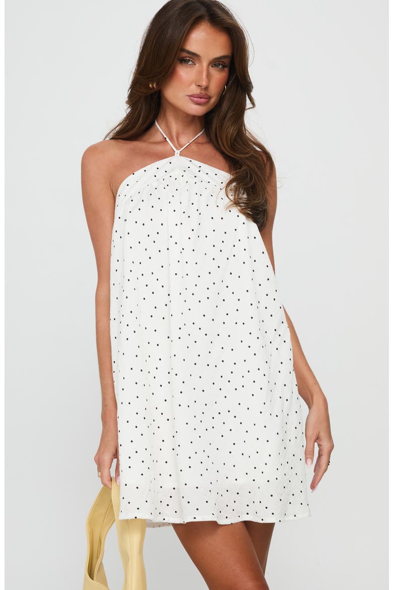 Moonlit Polka Dot Halter Minidress, Alternate, color, WHITE POLKA