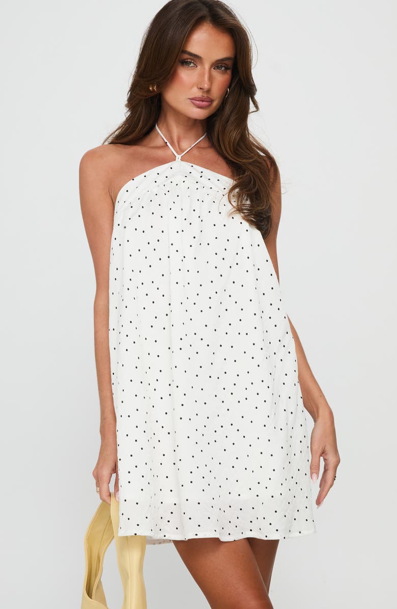 Princess Polly Moonlit Polka Dot Halter Minidress, Alternate, color, White Polka