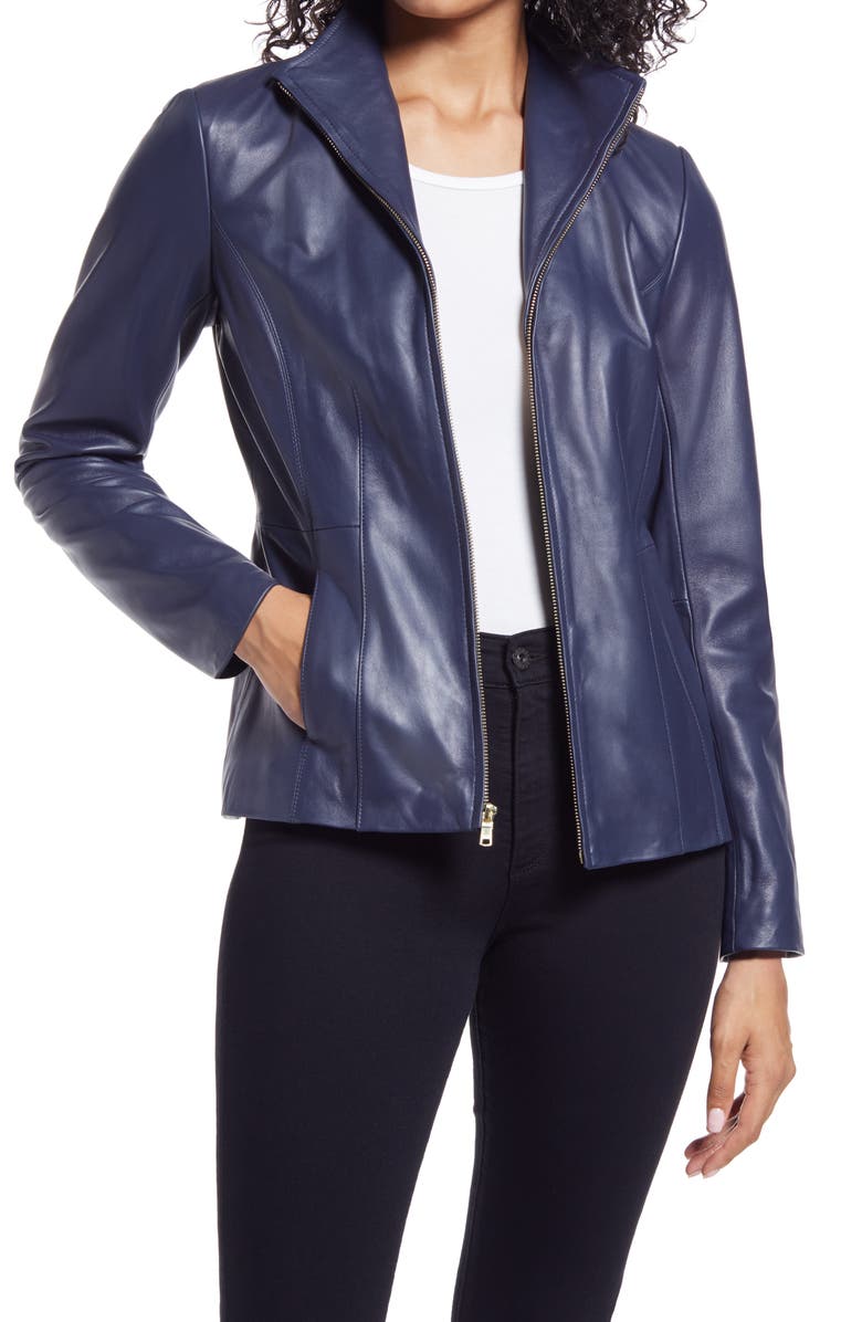 Cole Haan Signature Cole Haan Lambskin Leather Jacket, Main, color,