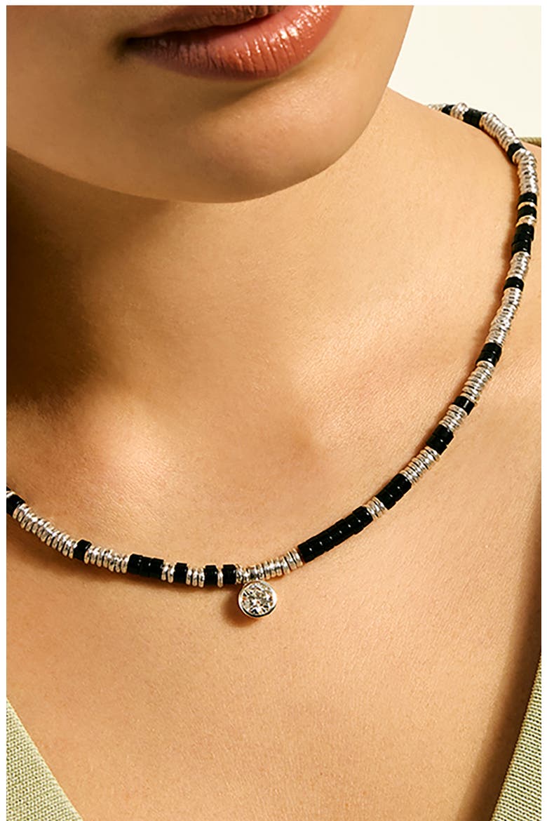 JH Lovestruck™ Heishi Pendant Necklace, Sterling Silver, Hardstones, Lab-Grown Diamond, 1.25TCW, Alternate, color, SILVER