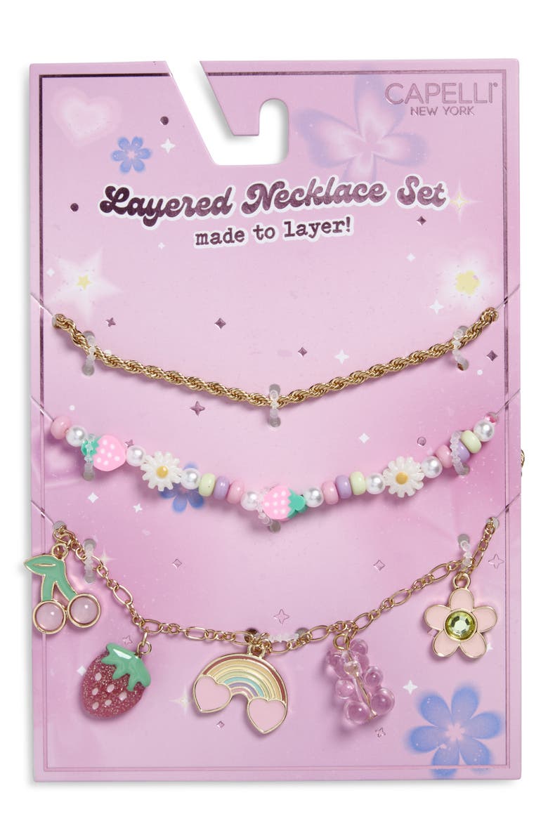 Capelli New York Kids' Assorted Set of 3 Necklaces, Main, color, Pink/ Gold Multi