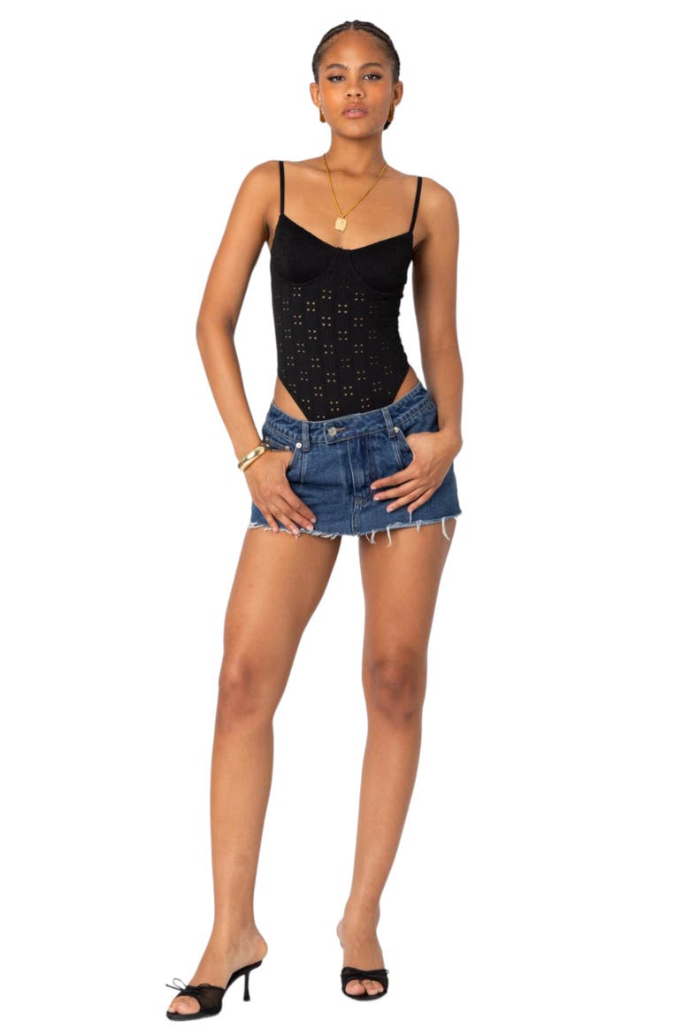Raven Eyelet Embroidered Bodysuit, Alternate, color, BLACK
