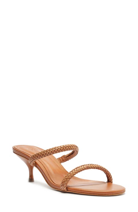 Taliah Woven Strap Kitten Heel Slide Sandal (Women)