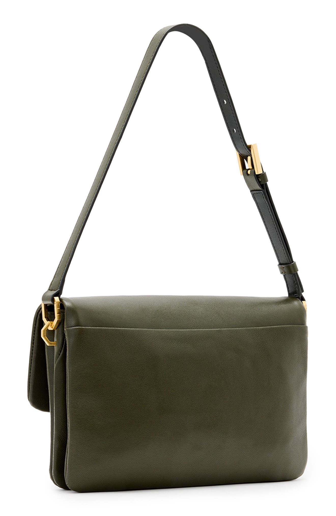 Ondine Leather Shoulder Bag, Alternate, color, MILITARY GREEN