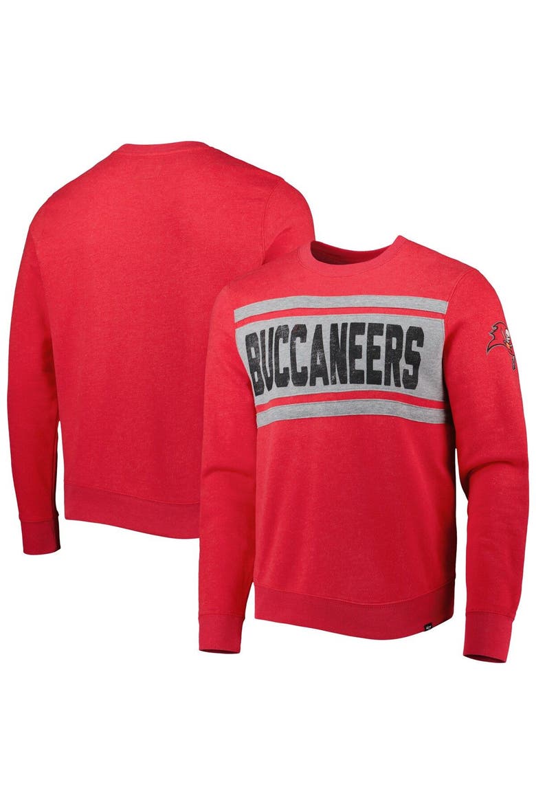 Men's '47 Heathered Red Tampa Bay Buccaneers Bypass Tribeca Pullover Sweatshirt, Main, color, Red