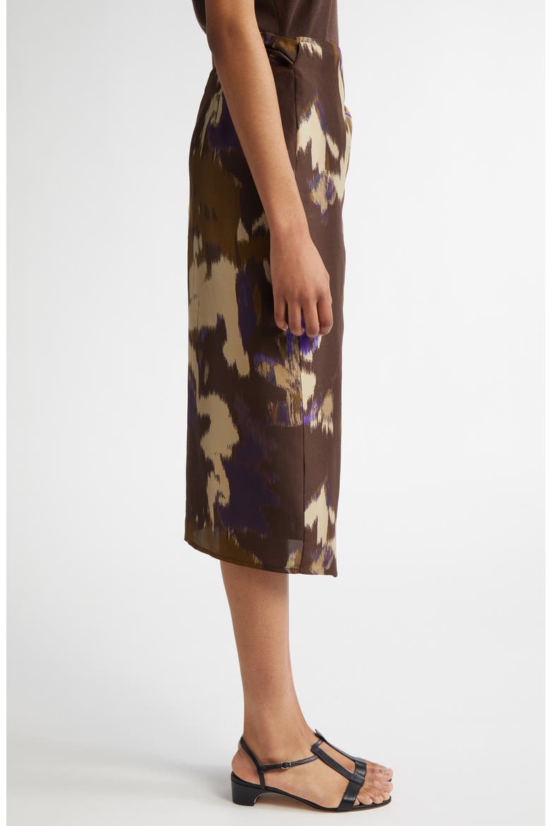 Dritto Floral Shantung Silk Wrap Skirt, Alternate, color, COFFEE